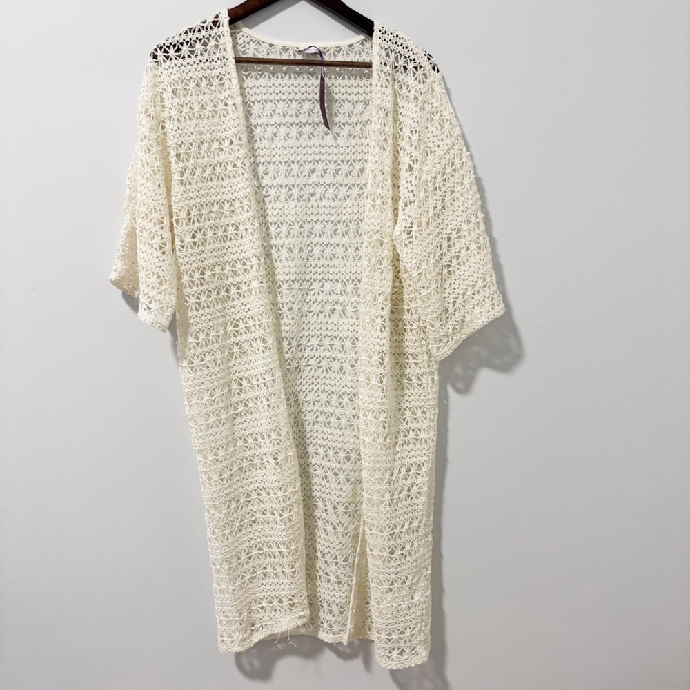 Lascana Womens Cream Crochet Swim Coverup with Open-Weave Pattern Size‎ 8/10 NWT